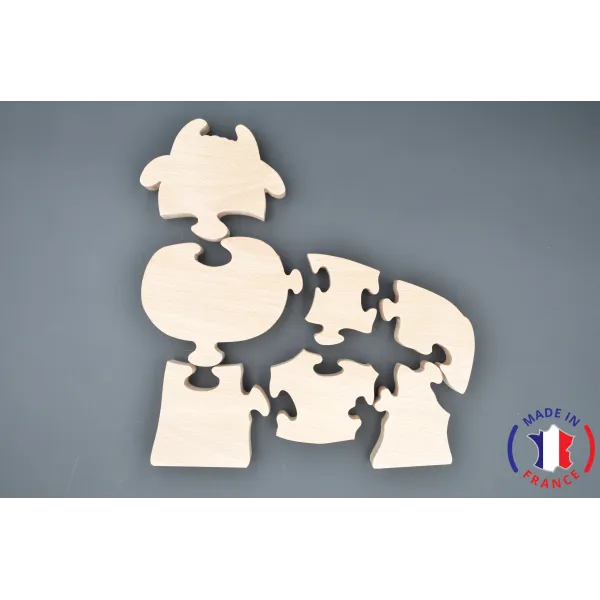 Puzzle Cow to paint in wood Beech Wood - Au Bois Enchanté