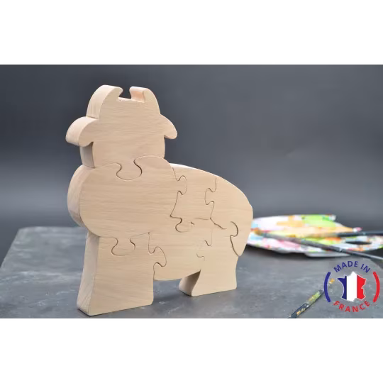 Puzzle Cow to paint in wood Beech Wood - Au Bois Enchanté