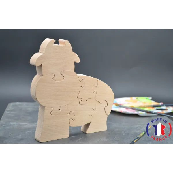 Puzzle Vache à peindre en bois Bois Hêtre - Au Bois Enchanté