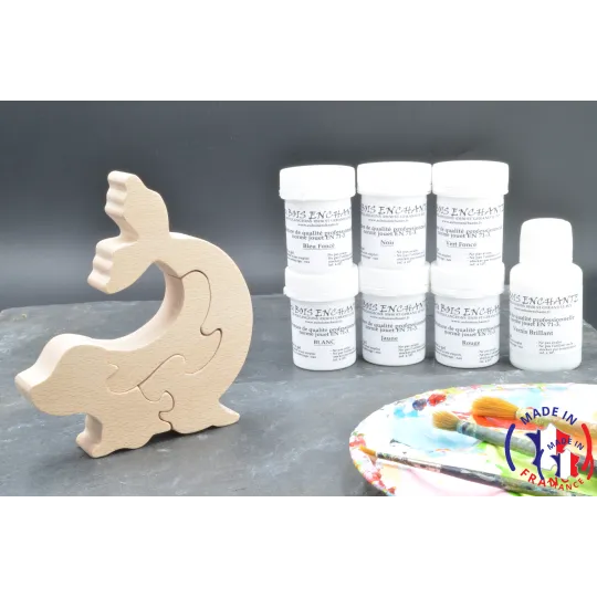 Puzzle bois phoque + peintures Bois Hêtre - Au Bois Enchanté