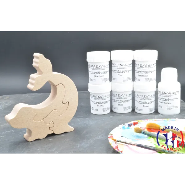 Puzzle bois phoque + peintures Bois Hêtre - Au Bois Enchanté
