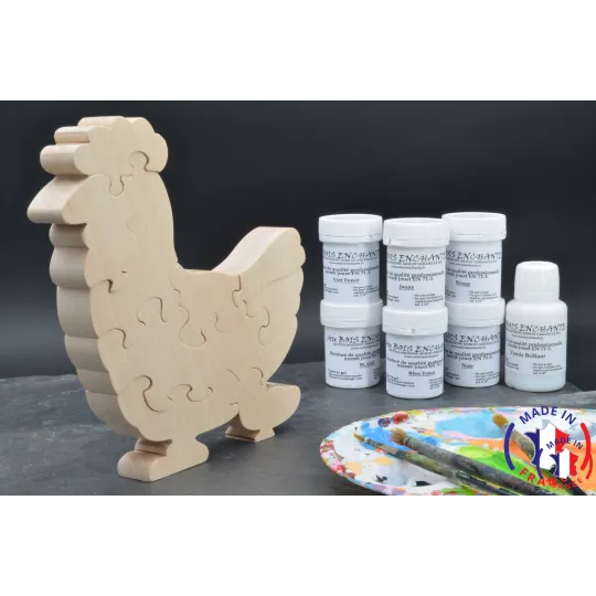 Chicken wood puzzle - paintings Beech Wood - Au Bois Enchanté