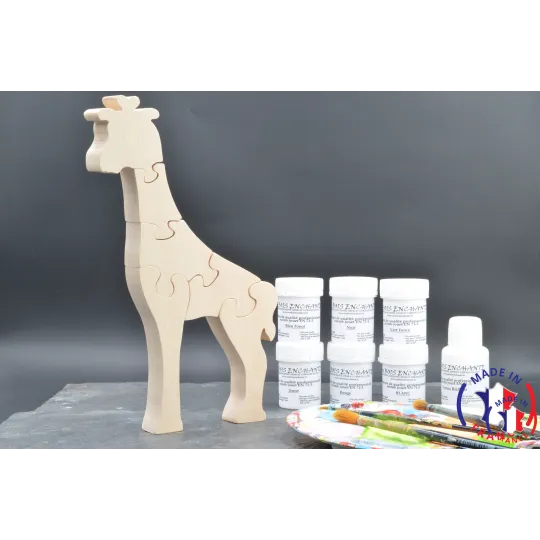 Puzzle bois girafe + peintures Bois Hêtre - Au Bois Enchanté