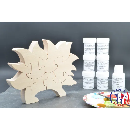 Puzzle bois hérisson + peintures Bois Hêtre - Au Bois Enchanté