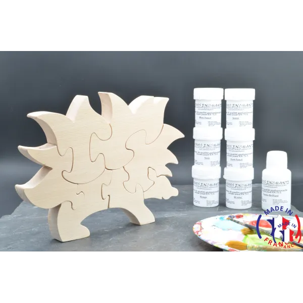 Puzzle bois hérisson + peintures Bois Hêtre - Au Bois Enchanté