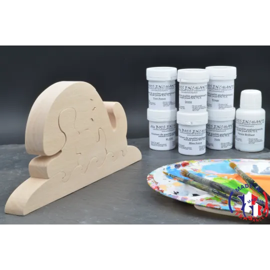 Whale wood puzzle - paintings Beech Wood - Au Bois Enchanté