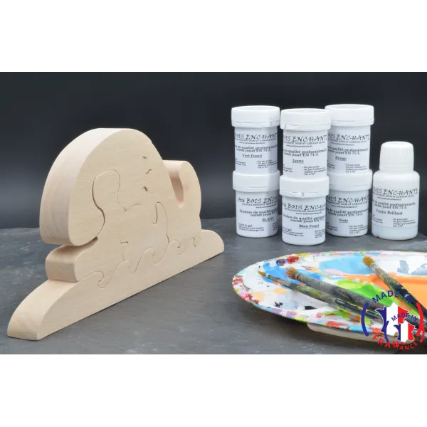 Whale wood puzzle - paintings Beech Wood - Au Bois Enchanté