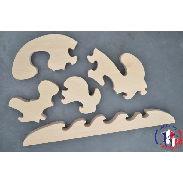 Puzzle bois baleine + peintures Bois Hêtre - Au Bois Enchanté