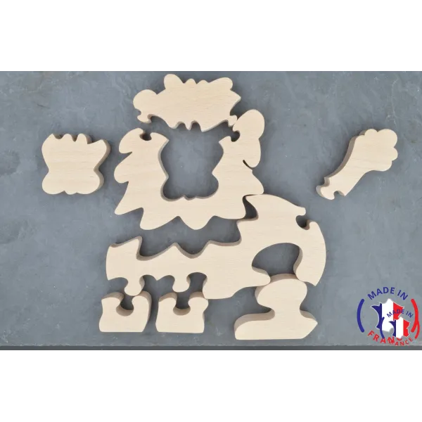 Puzzle bois lion + peintures Bois Hêtre - Au Bois Enchanté