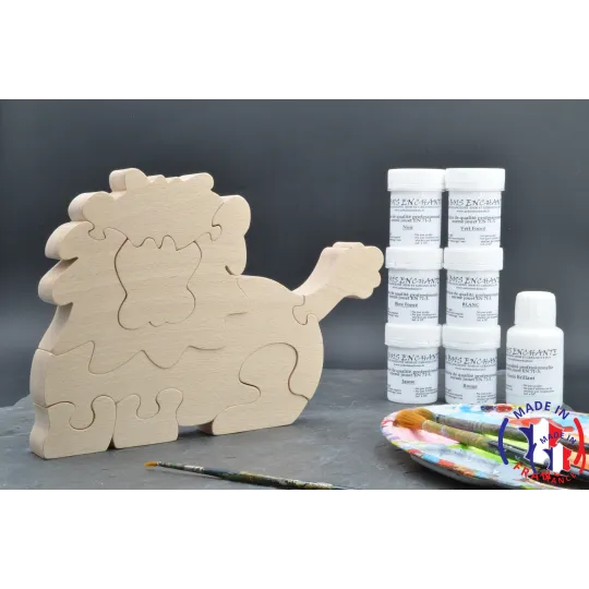 Lion Wood Puzzle - Paintings Beech Wood - Au Bois Enchanté