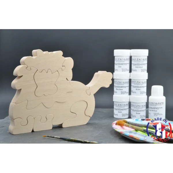 Lion Wood Puzzle - Paintings Beech Wood - Au Bois Enchanté