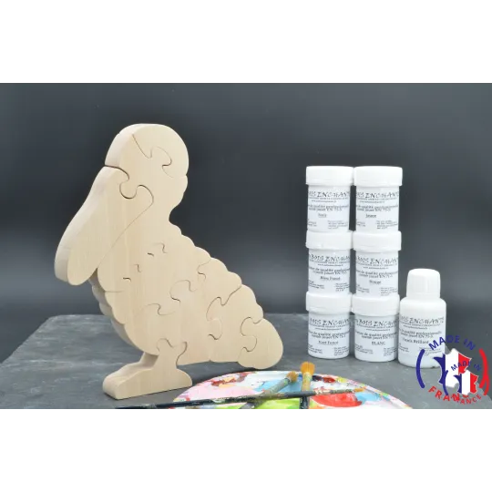 Puzzle bois pélican + peintures Bois Hêtre - Au Bois Enchanté