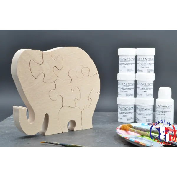 Puzzle bois éléphant + peintures Bois Hêtre - Au Bois Enchanté