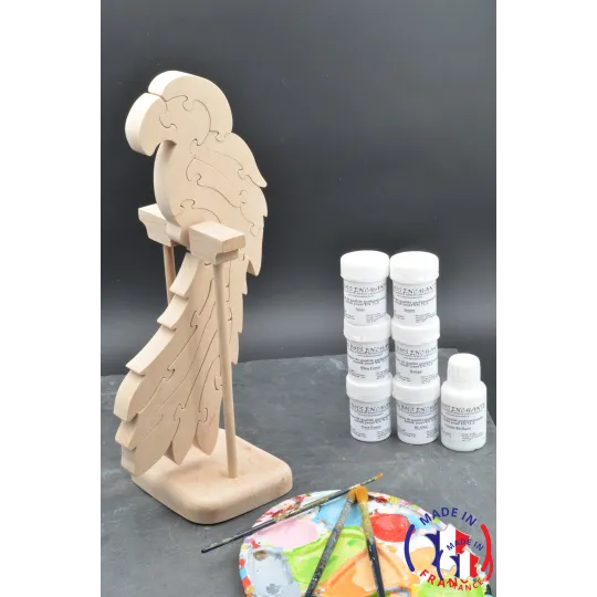 Puzzle bois perroquet + peintures Bois Hêtre - Au Bois Enchanté