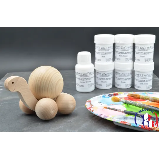 Tortue boule bois + peintures Bois Hêtre - Au Bois Enchanté