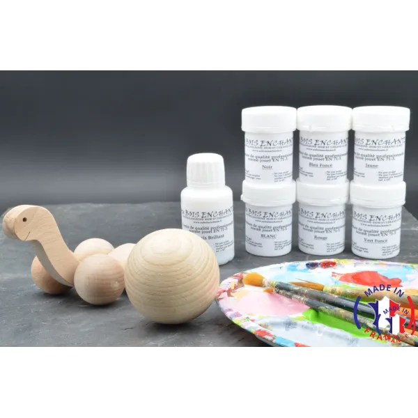 Tortue boule bois + peintures Bois Hêtre - Au Bois Enchanté