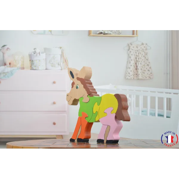 Wooden puzzle donkey Beech Wood - Au Bois Enchanté