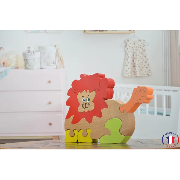 Puzzle en bois lion Bois Hêtre - Au Bois Enchanté