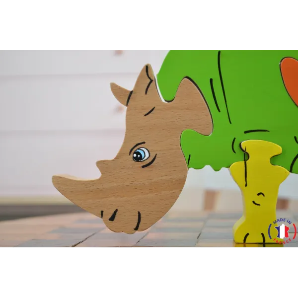 Puzzle en bois rhinocéros Bois Hêtre - Au Bois Enchanté