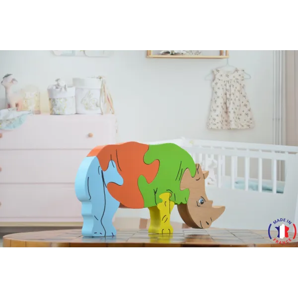 Rhinoceros wooden puzzle Beech Wood - Au Bois Enchanté