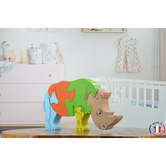 Puzzle en bois rhinocéros Bois Hêtre - Au Bois Enchanté