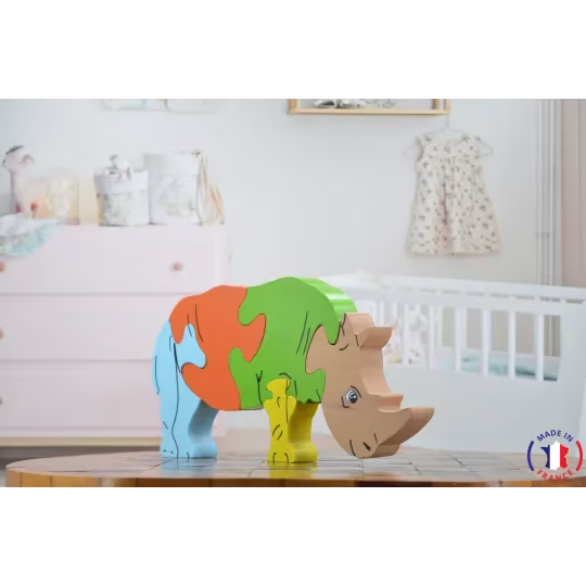 Rhinoceros wooden puzzle Beech Wood - Au Bois Enchanté