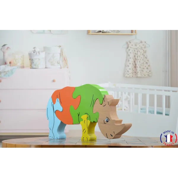 Puzzle en bois rhinocéros Bois Hêtre - Au Bois Enchanté