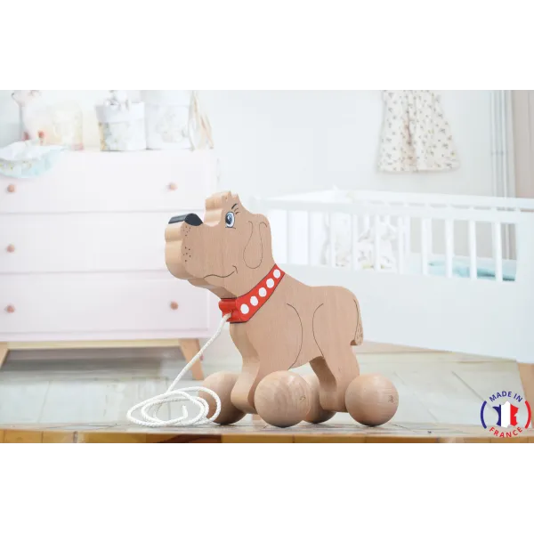 Chien en bois à tirer Bois Hêtre - Au Bois Enchanté