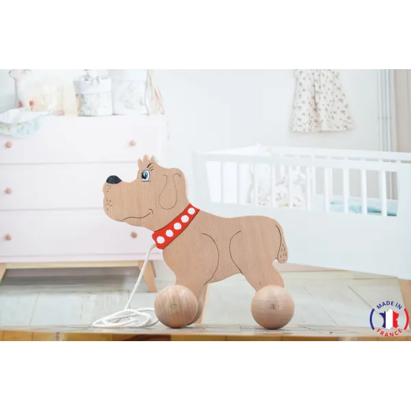 Chien en bois à tirer Bois Hêtre - Au Bois Enchanté