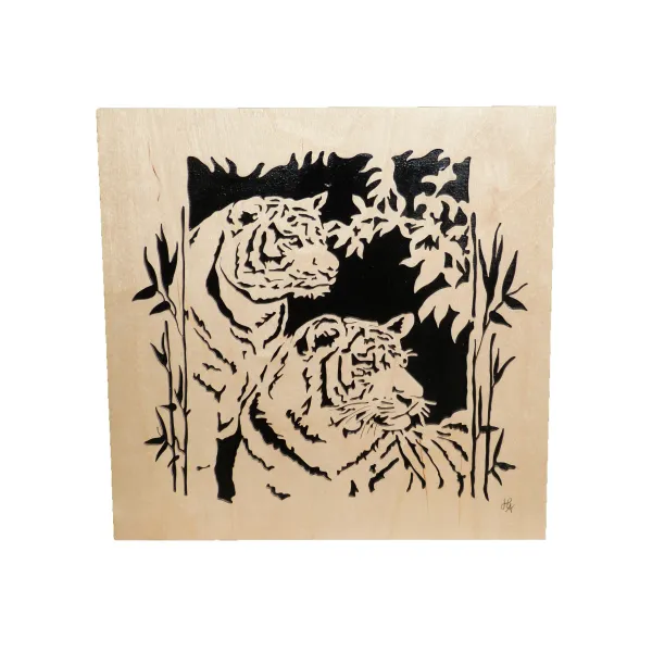 Tableau chantourné couple Tigre Contre-plaqué bouleau finlandais 5 plis - Au Bois Enchanté