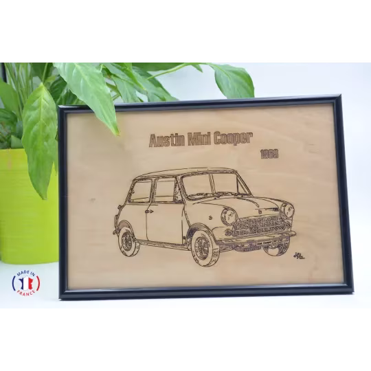 Austin Mini Cooper painting in Finnish birch plywood Finnish birch plywood 5 ply - Au Bois Enchanté