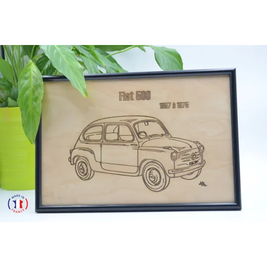 Tableau Fiat 600 en contre-plaqué bouleau finlandais Contre-plaqué bouleau finlandais 5 plis - Au Bois Enchanté