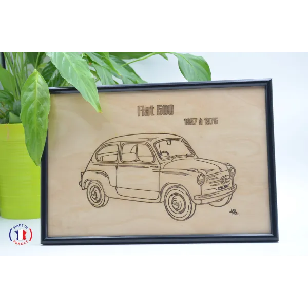 Tableau Fiat 600 en contre-plaqué bouleau finlandais Contre-plaqué bouleau finlandais 5 plis - Au Bois Enchanté