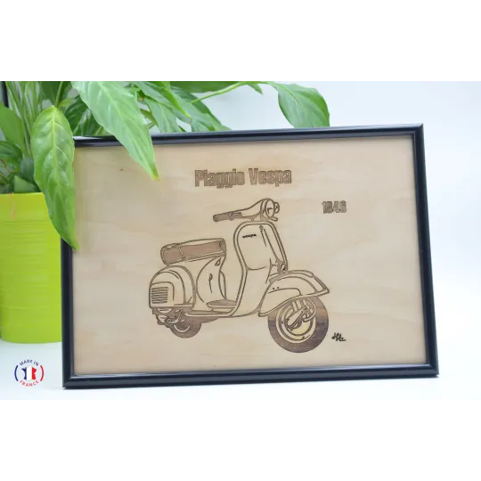 Piaggio Vespa painting in Finnish birch plywood Finnish birch plywood 5 ply - Au Bois Enchanté