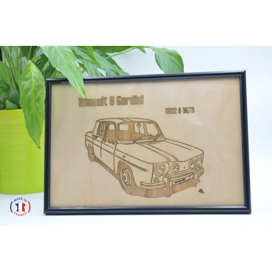 Renault R8 Gordini painting in Finnish birch plywood Finnish birch plywood 5 ply - Au Bois Enchanté