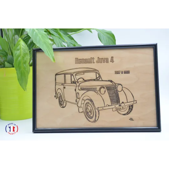 Renault Juva 4 painting in Finnish birch plywood Finnish birch plywood 5 ply - Au Bois Enchanté