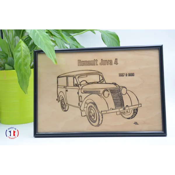 Renault Juva 4 painting in Finnish birch plywood Finnish birch plywood 5 ply - Au Bois Enchanté