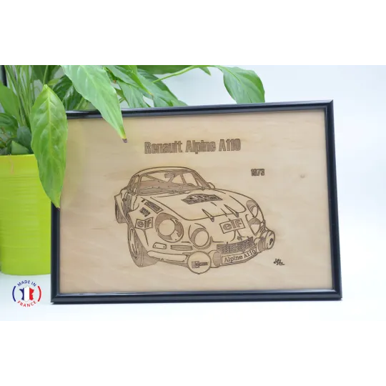 Renault Alpine A110 painting in Finnish birch plywood Finnish birch plywood 5 ply - Au Bois Enchanté