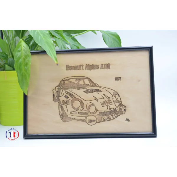 Renault Alpine A110 painting in Finnish birch plywood Finnish birch plywood 5 ply - Au Bois Enchanté