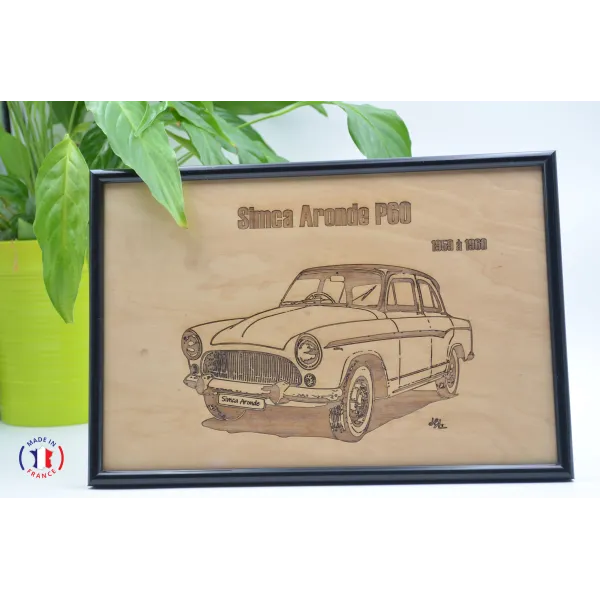 Simca Aronde P60 painting in Finnish birch plywood Finnish birch plywood 5 ply - Au Bois Enchanté