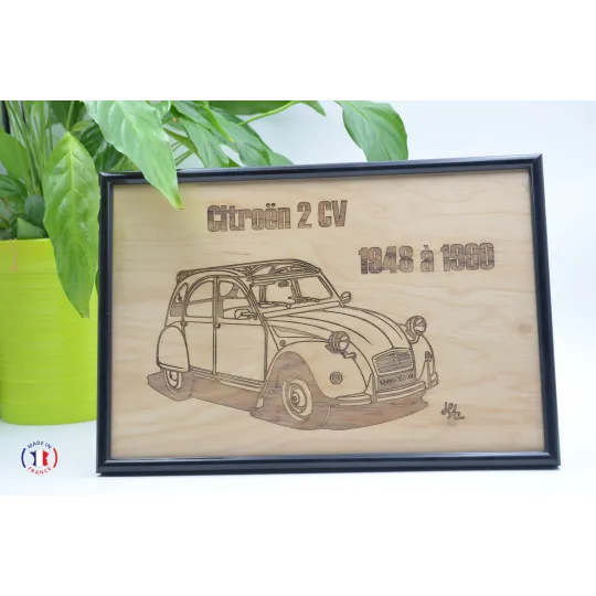 Tableau 2CV Citroën en contre-plaqué bouleau finlandais Contre-plaqué bouleau finlandais 5 plis - Au Bois Enchanté