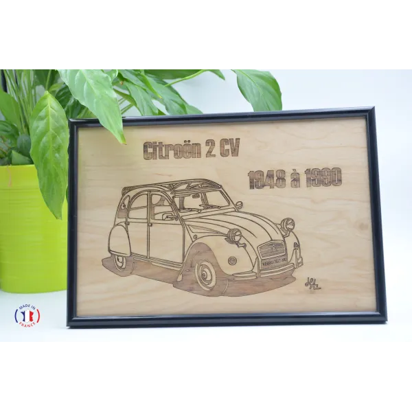 Citroën 2CV painting in Finnish birch plywood Finnish birch plywood 5 ply - Au Bois Enchanté