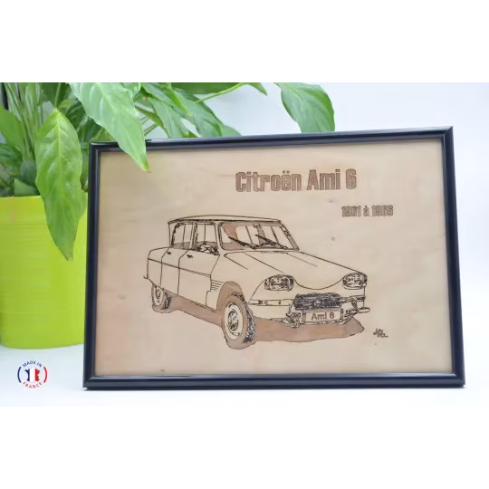 Citroën Ami 6 painting in Finnish birch plywood Finnish birch plywood 5 ply - Au Bois Enchanté