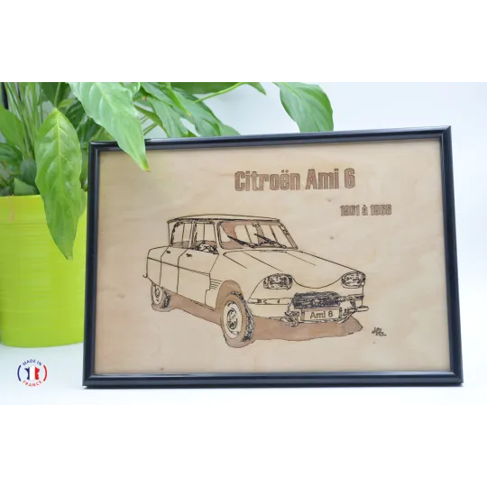 Citroën Ami 6 painting in Finnish birch plywood Finnish birch plywood 5 ply - Au Bois Enchanté