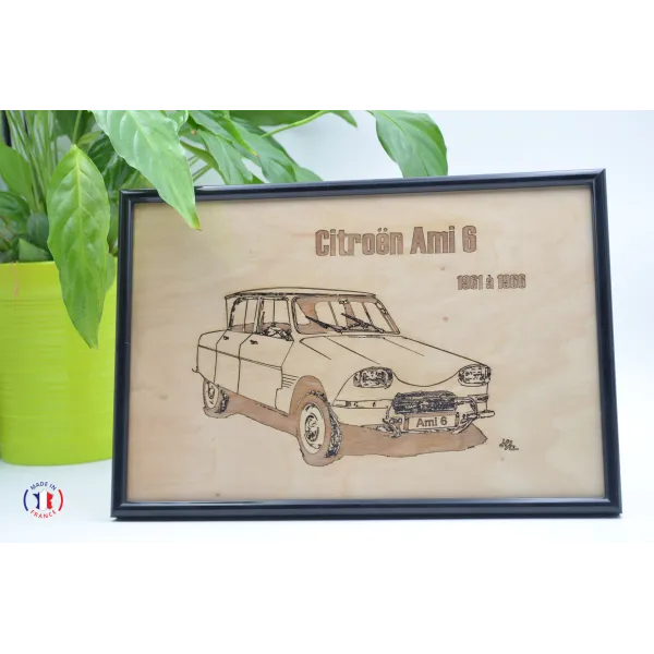 Citroën Ami 6 painting in Finnish birch plywood Finnish birch plywood 5 ply - Au Bois Enchanté