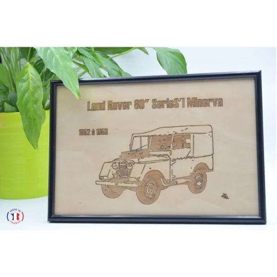 Tableau Land Rover 80" Minerva Séries'1 en contre-plaqué bouleau finlandais.-Au bois enchanté