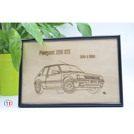 Peugeot 205 GTI painting in Finnish birch plywood Finnish birch plywood 5 ply - Au Bois Enchanté