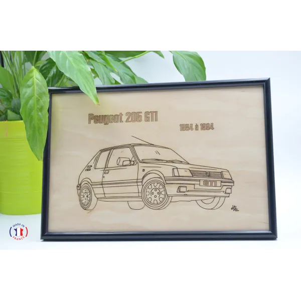Peugeot 205 GTI painting in Finnish birch plywood Finnish birch plywood 5 ply - Au Bois Enchanté