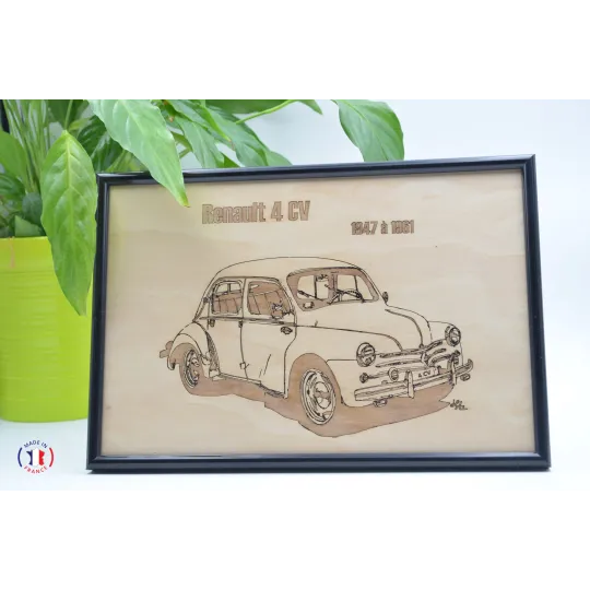 Tableau Renault 4CV en contre-plaqué bouleau finlandais Contre-plaqué bouleau finlandais 5 plis - Au Bois Enchanté
