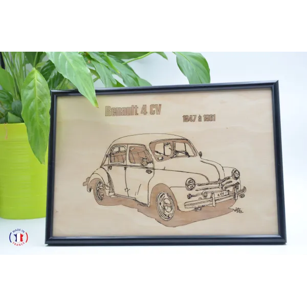 Tableau Renault 4CV en contre-plaqué bouleau finlandais Contre-plaqué bouleau finlandais 5 plis - Au Bois Enchanté